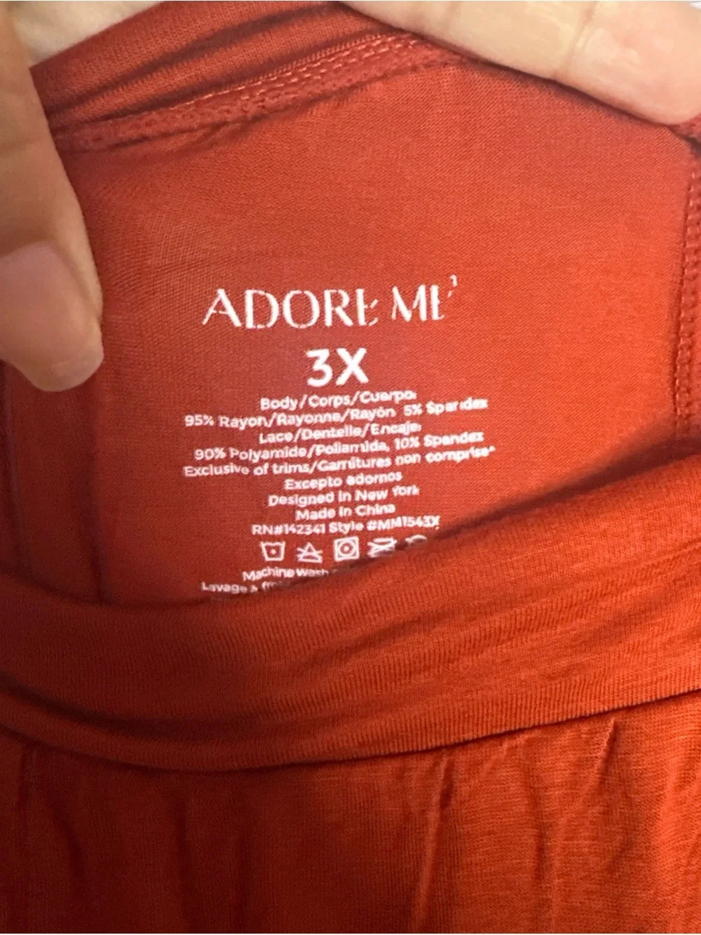 Adore Me Rust Camisole and Wide-Leg Pajama Set with Cream Lace